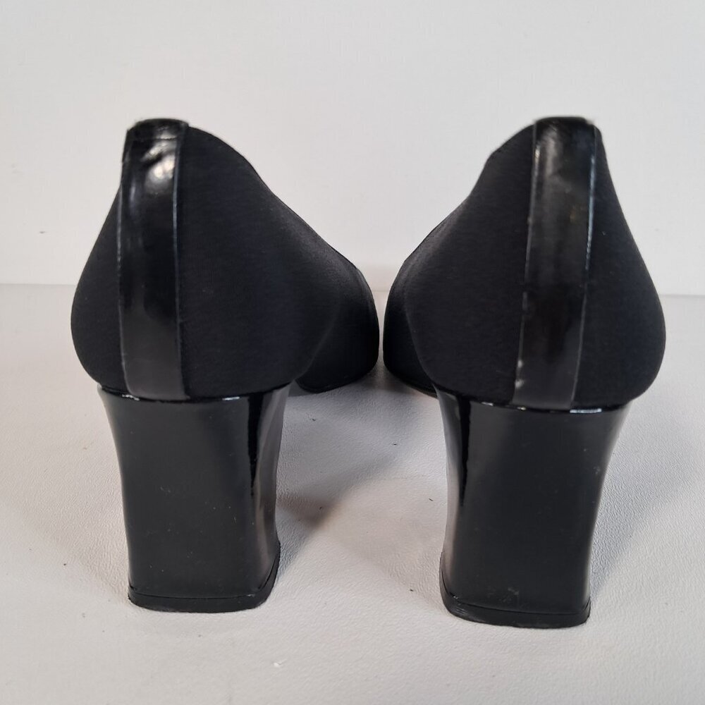 Stuart Weitzman Black Slip-On Block Heel Pumps Si… - image 5